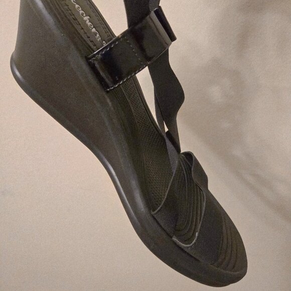 SKECHERS Cali Women's Ramblers Black Strappy Wedge Open Toe Sandals - Size 9M - Picture 11 of 16